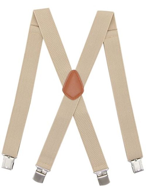 Bioterti Mens Heavy Duty X- Back Suspenders-Adjustable Size, Long & Elastic Braces