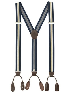 Luther Pike Seattle Suspenders for Men Leather Button End Elastic Tuxedo Y Back Mens Pant Braces