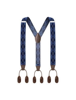 Mens Button End Suspenders 49 Inch Y-Back Adjustable Elastic Tuxedo Suspenders by Grade Code