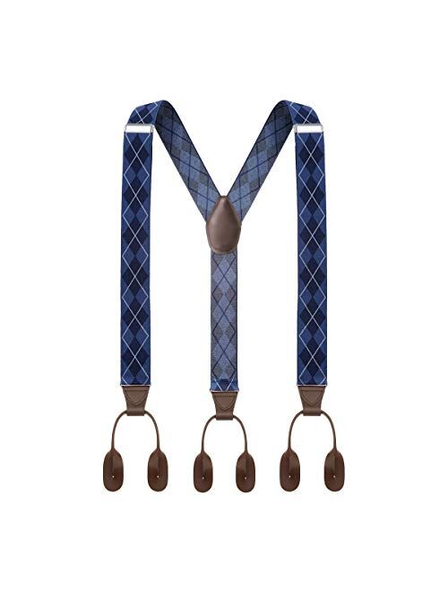 Mens Button End Suspenders 49 Inch Y-Back Adjustable Elastic Tuxedo Suspenders by Grade Code