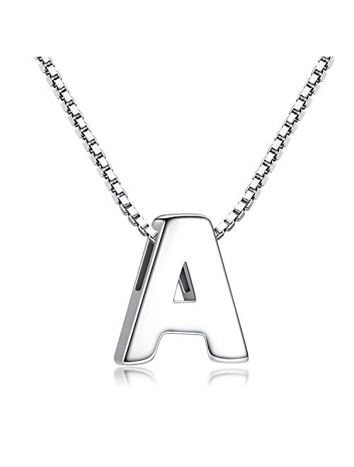 Candyfancy Initial Necklace 925 Sterling Silver Letter Pendant Personalized 26 Alphabet Necklace for Women Men