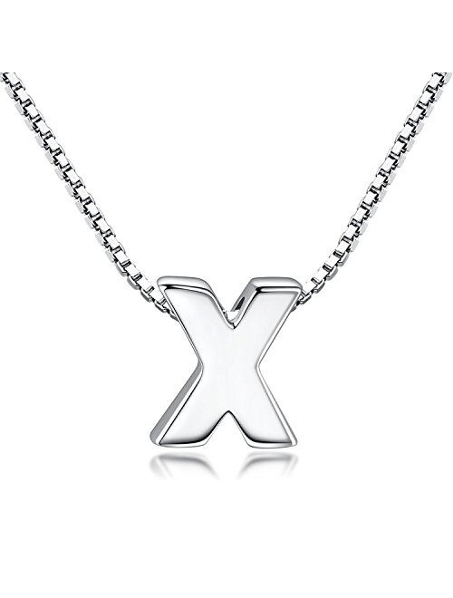 Candyfancy Initial Necklace 925 Sterling Silver Letter Pendant Personalized 26 Alphabet Necklace for Women Men