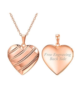 Women Girls Locket Necklace Platinum 18K Gold Photo Lockets that Hold Picture,Chain 20 Inch Personalized Gift Custom Love Heart Image Necklaces