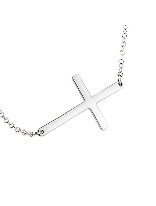 925 Sterling Silver Sideways Cross Necklace