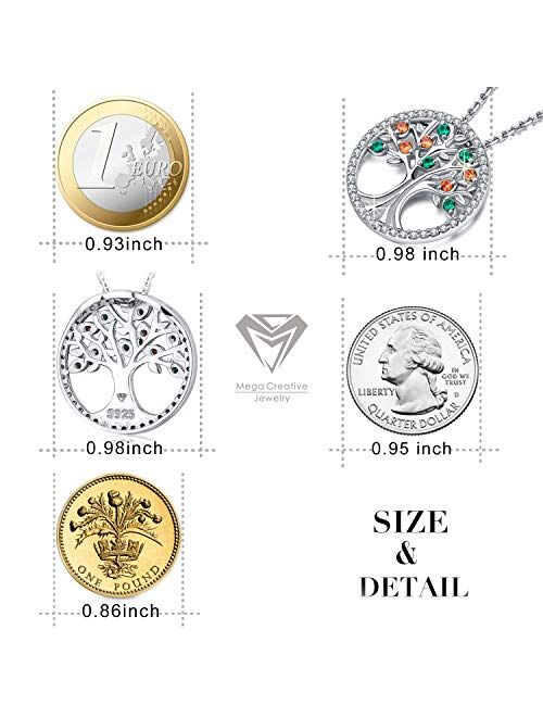 MEGA CREATIVE JEWELRY Family Tree of Life 925 Sterling Silver Pendant Necklace Earrings Crystal from Swarovski