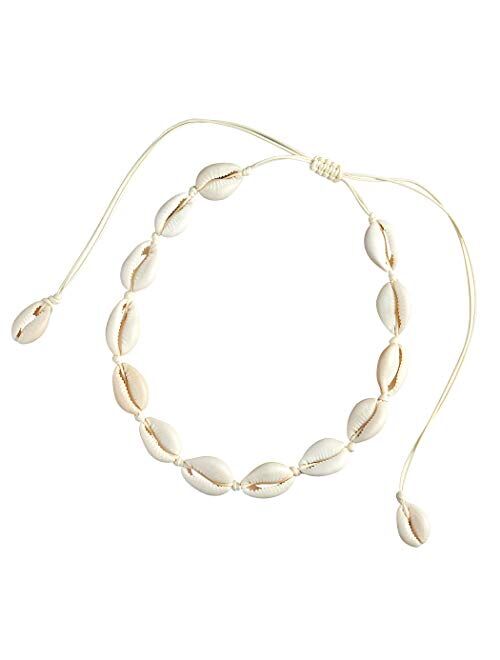 SXNK7 Natural Shell Necklace Choker for Women Girl Bead Pearl Handmade Hawaii Wakiki Beach Rope Jewelry