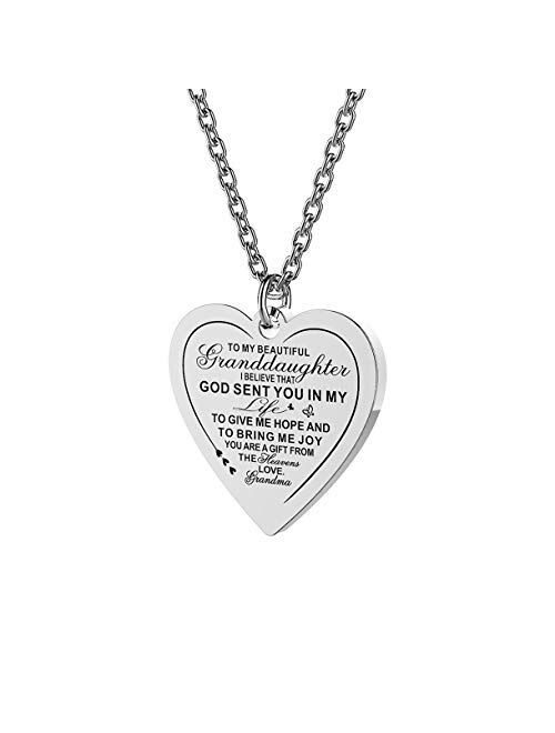 Haoflower Daughter Heart Pendant Necklace You are Braver Than You Believe Engraved Motivational Message Stainless Steel Jewelry Gifts from Mom Dad