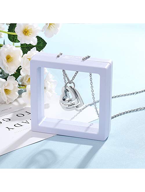 Personalized Mother Name Necklace with 2-4 Names for Women Customized Heart Pendant BFF Necklaces for 2-4 Custom Family Name Necklaces for Mom