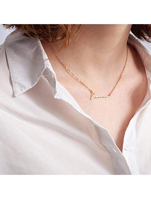 M MOOHAM Gold Custom Name Necklace Personalized - 18K Gold Plated Personalized Name Necklaces for Women Girls Kids Teens, Plate Monogram Necklace Name Necklace