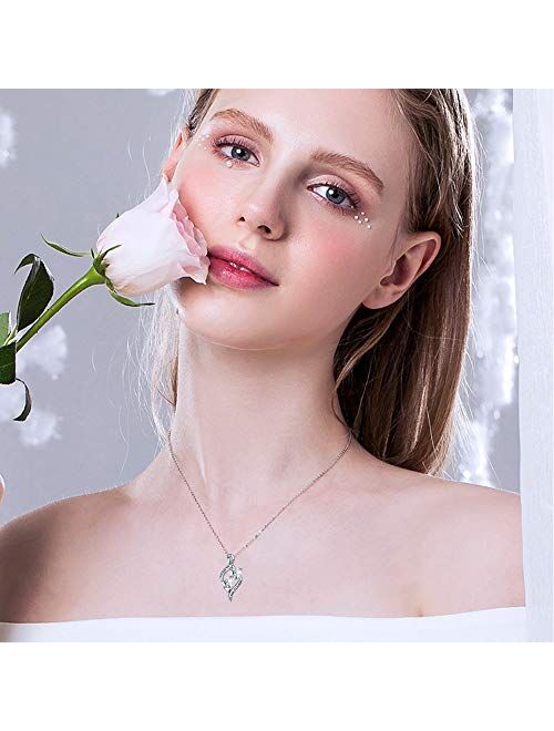 BLOVIN 925 Sterling Silver Mother and Child Love Heart Pendant Necklace Jewelry Gifts for Grandmother Mom Daughter Wife