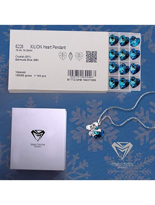 MEGA CREATIVE JEWELRY Koala Bear Blue Heart Pendant Necklace with Crystals from Swarovski