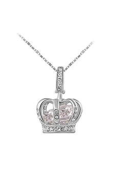 TIDOO Jewelry Womens Queen Crown Pendant Necklace 3 Lays Rose Gold/Platinum Plated with Austrain Crystals