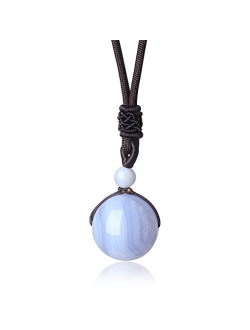 COAI Unisex Genuine Round Gemstone Beads Pendant Necklace