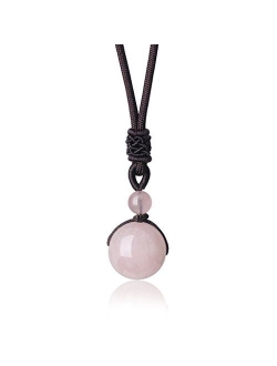 COAI Unisex Genuine Round Gemstone Beads Pendant Necklace