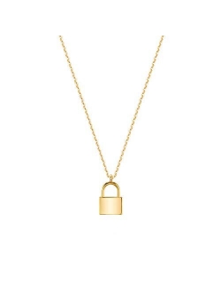 Mevecco Gold Dainty Initial Necklace lock necklace 18K Gold Plated Padlock Necklace Letter Necklaces for Women Minimalist Personalized Jewelry