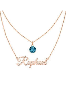 MeMoShe Layered Choker Name Necklace Personalized with Heart, Custom Nameplate Pendant 18K Gold Plated