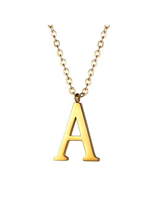 PROSTEEL Stainless Steel/Sterling Silver Initial Name Necklace, A to Z Initial Letter Personalized Necklaces for Men Women, Gold/Silver/Black Tone, 16