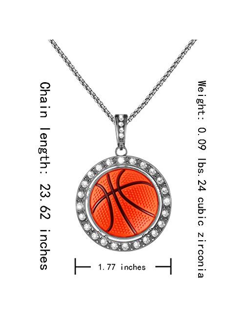 Boy Basketball Necklace Basketball Pendant Necklace Stainless Steel Necklace Sports Necklace