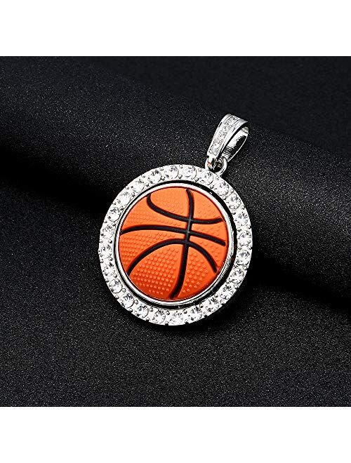 Boy Basketball Necklace Basketball Pendant Necklace Stainless Steel Necklace Sports Necklace