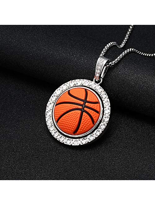 Boy Basketball Necklace Basketball Pendant Necklace Stainless Steel Necklace Sports Necklace