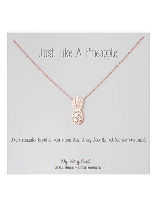 My Very Best Dainty Pineapple Necklace_Just Like a Pineapple, Always Remember to Put on Your Crown, Stand Strong Above The Rest, but Stay Sweet Inside