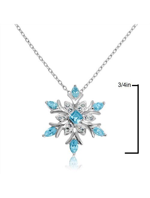 Snowflake Pendant-Necklace made with SWAROVSKI CRYSTALS in Sterling Silver on an 18in. Sterling Silver Chain