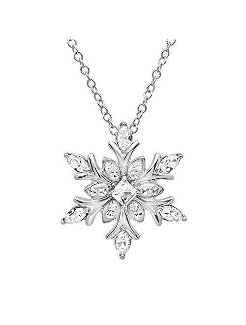 Snowflake Pendant-Necklace made with SWAROVSKI CRYSTALS in Sterling Silver on an 18in. Sterling Silver Chain