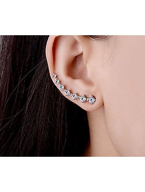 CZ Stud Earrings 925 Sterling Silver 18K Gold Plated Round Cubic Zirconia Hypoallergenic Set