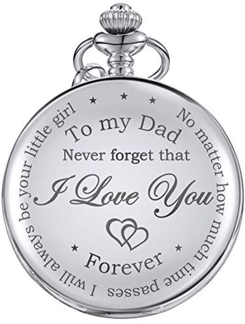 Dad Gift from Daughter to Father Engraved Pocket Watch - No Matter How Much Time Passes, I Will Always Be Your Little Girl