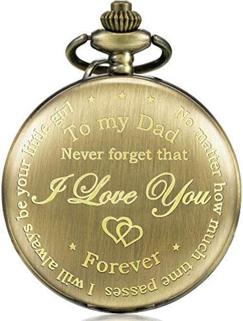 Dad Gift from Daughter to Father Engraved Pocket Watch - No Matter How Much Time Passes, I Will Always Be Your Little Girl