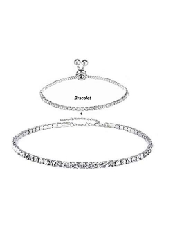 EFTOM Women Crystal Choker Necklace Gold Silver Cup Chain Clear Rhinestone Necklace 1 or 2pcs Pack