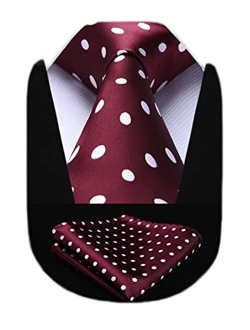 Extra Long Ties for Men Plaid Checkered Tie Handkerchief Woven Classic Silk Men's Necktie & Pocket Square Set