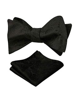 Alizeal Mens Paisley Jacquard Untied Bow Tie Pocket Square Set