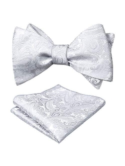 Alizeal Mens Paisley Jacquard Untied Bow Tie Pocket Square Set