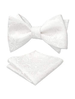 Alizeal Mens Paisley Jacquard Untied Bow Tie Pocket Square Set