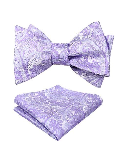 Alizeal Mens Paisley Jacquard Untied Bow Tie Pocket Square Set