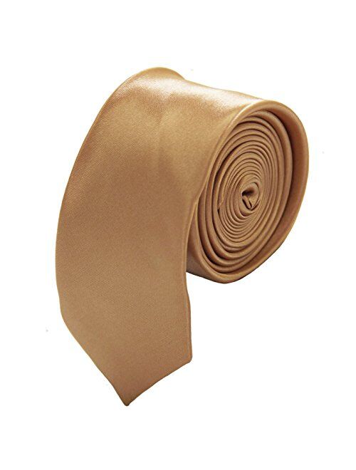 Soophen Mens Solid Color 2" Skinny Tie