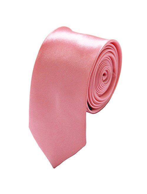 Soophen Mens Solid Color 2" Skinny Tie