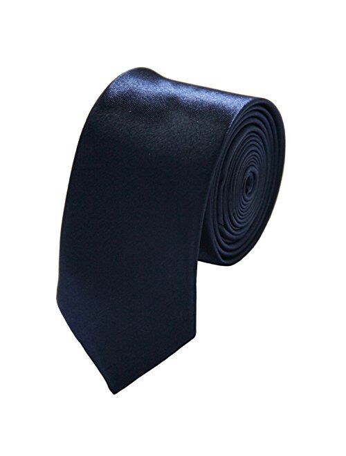 Soophen Mens Solid Color 2" Skinny Tie