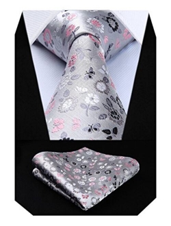 Floral Tie for Men Handkerchief Woven Classic Flower Men's Necktie & Pocket Square Set