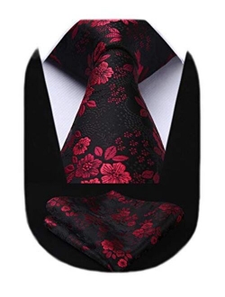 Floral Tie for Men Handkerchief Woven Classic Flower Men's Necktie & Pocket Square Set