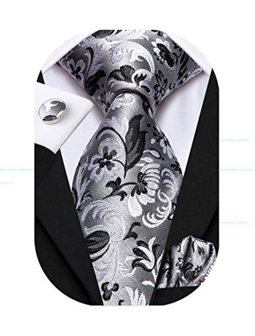 Hi-Tie Silk Paisely Necktie and Pocket Square Cufflinks Set