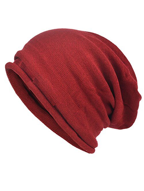 VECRY Men's Cool Cotton Beanie Slouch Skull Cap Long Baggy Hip-hop Winter Summer Hat