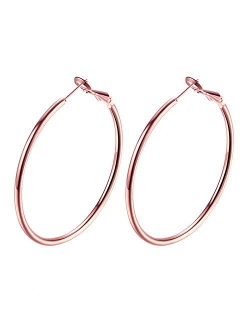 Hoop Earrings, 18K Gold Plated Rounded Hoops Earrings for Women