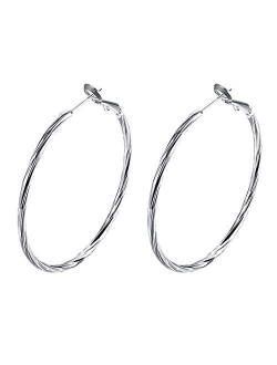 Hoop Earrings, 18K Gold Plated Rounded Hoops Earrings for Women