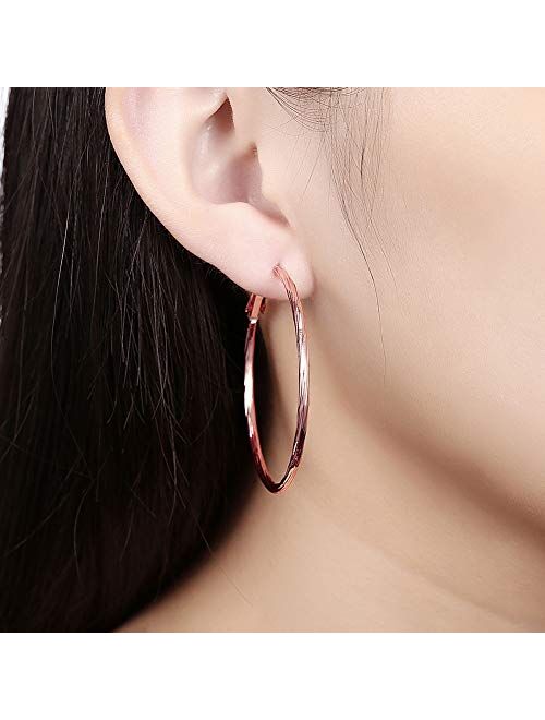 Hoop Earrings, 18K Gold Plated Rounded Hoops Earrings for Women