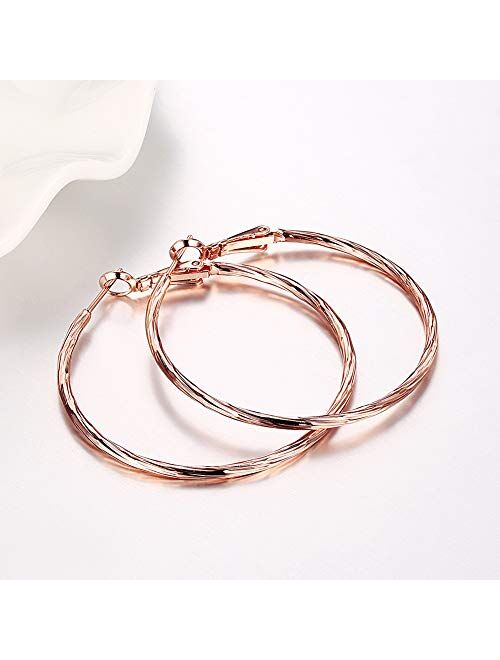 Hoop Earrings, 18K Gold Plated Rounded Hoops Earrings for Women