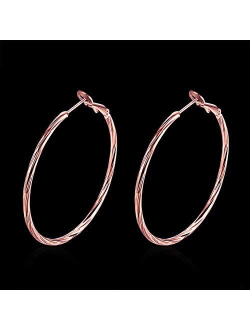 Hoop Earrings, 18K Gold Plated Rounded Hoops Earrings for Women