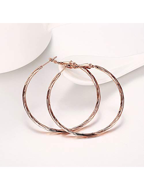 Hoop Earrings, 18K Gold Plated Rounded Hoops Earrings for Women