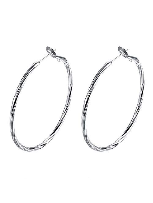 Hoop Earrings, 18K Gold Plated Rounded Hoops Earrings for Women